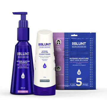 BBLUNT 3-Step Intense Moisture Combo (Intense Moisture Shampoo + Intense Moisture Conditioner + Intense Moisture Heat Hair Spa Mask)