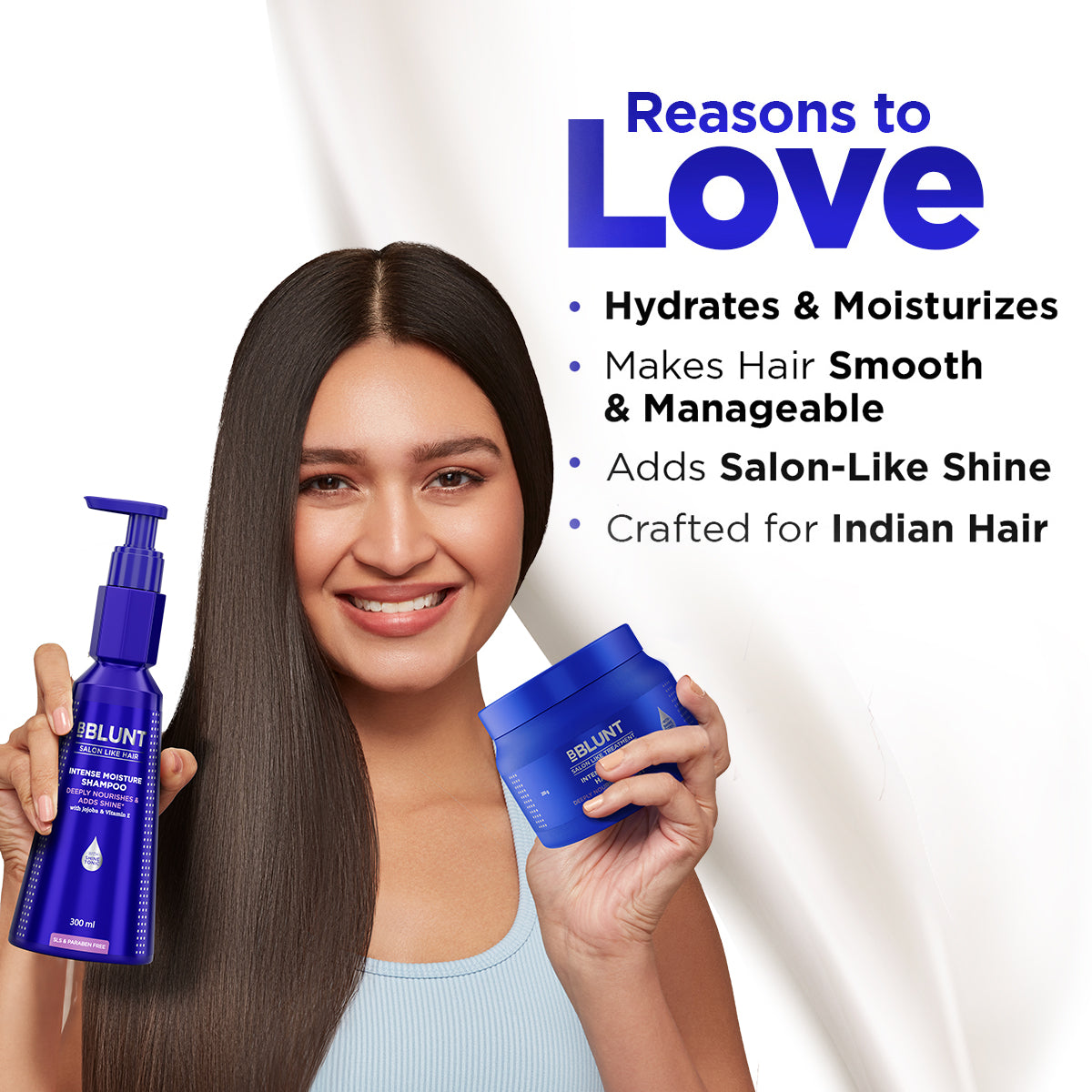 BBLUNT Hydrated & Happy Hair Combo (Intense Moisture Shampoo + Intense Moisture Hair Mask)