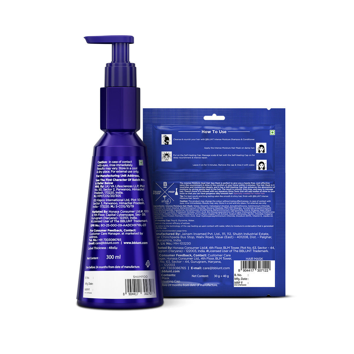 BBLUNT Frizz-Free Hair Combo (Intense Moisture Shampoo + Intense Moisture Heat Hair Spa Mask)