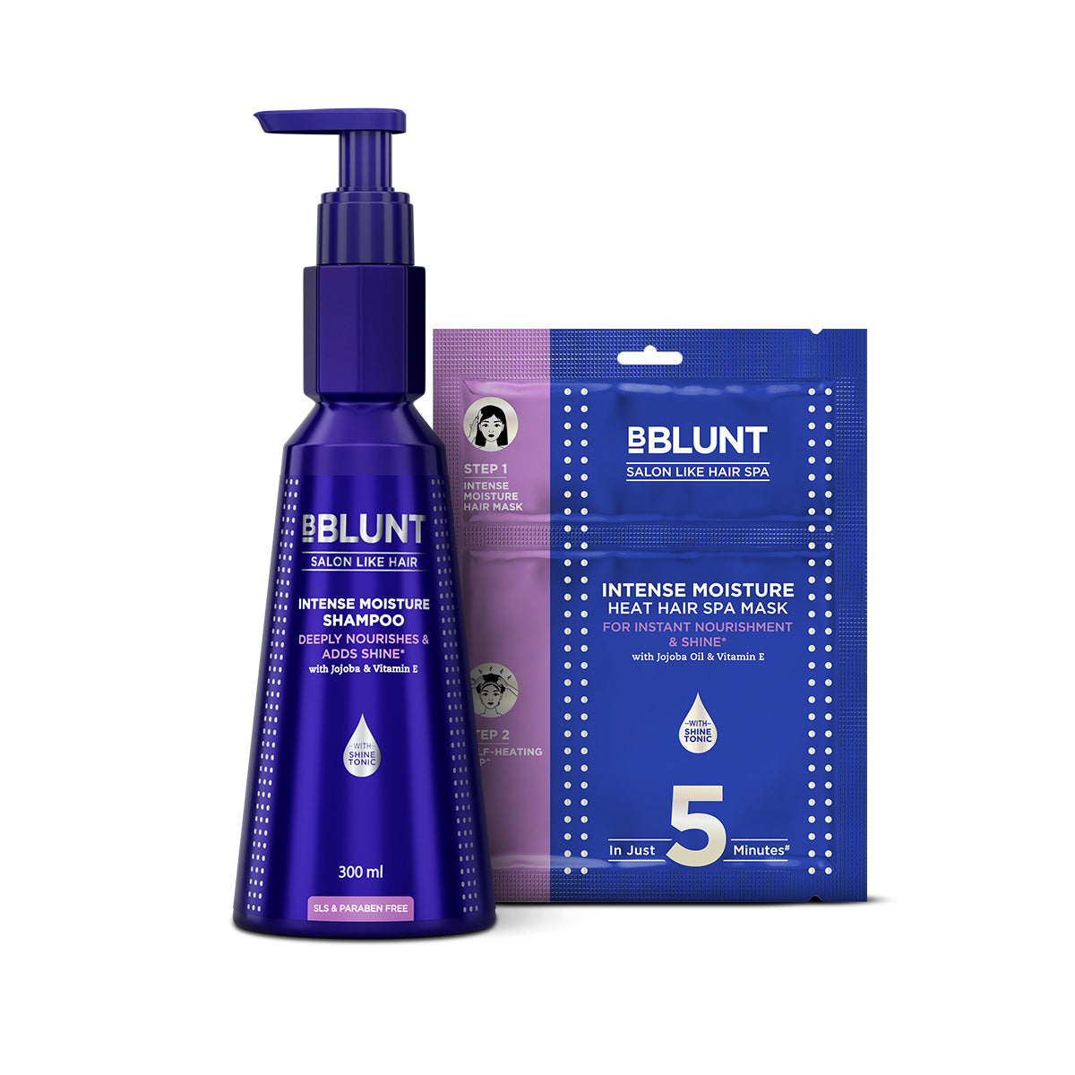 BBLUNT Frizz-Free Hair Combo (Intense Moisture Shampoo + Intense Moisture Heat Hair Spa Mask)