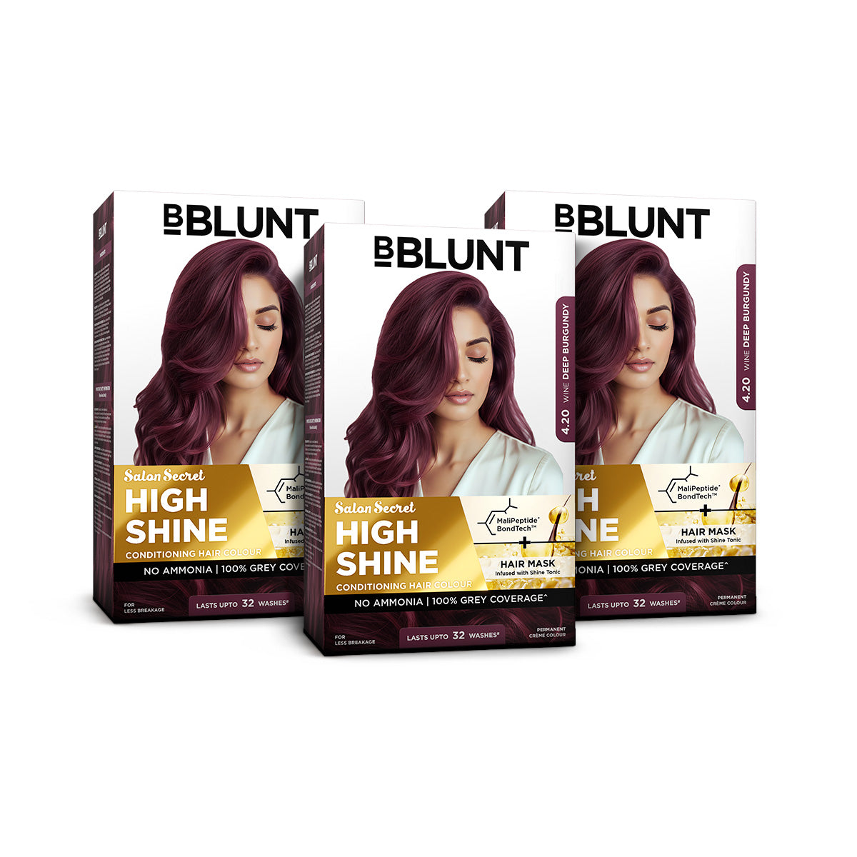 High Shine Conditioning Hair Colour - Wine Deep Burgundy (Shade 4.20)(Pack of 3)