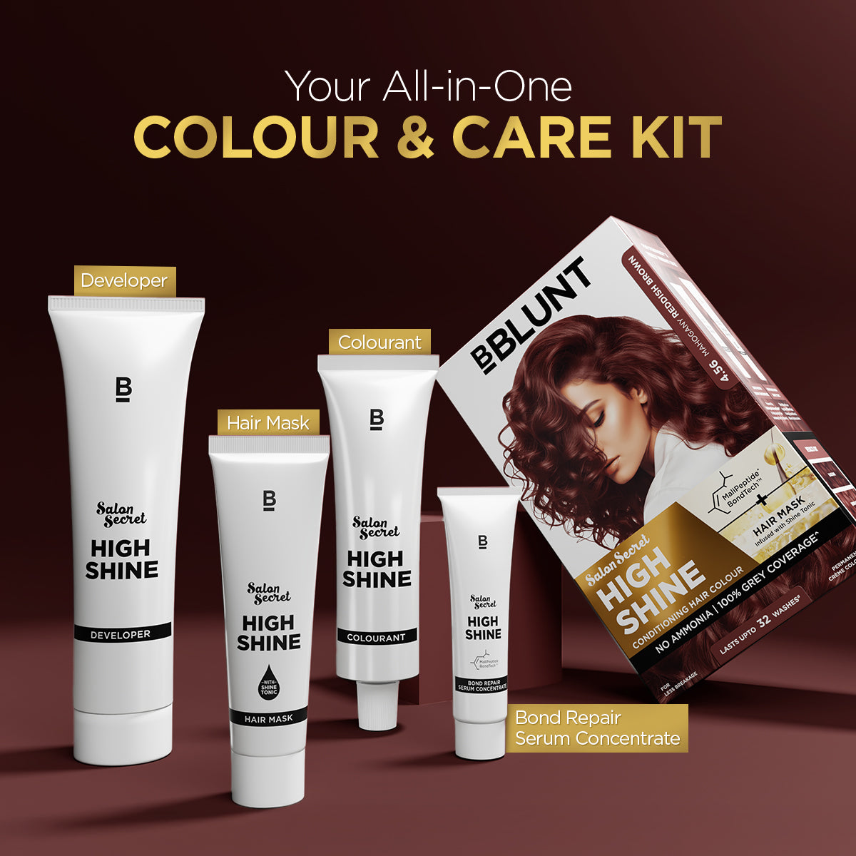 High Shine Conditioning Hair Colour - Mahogany Reddish Brown  (Shade 4.56)