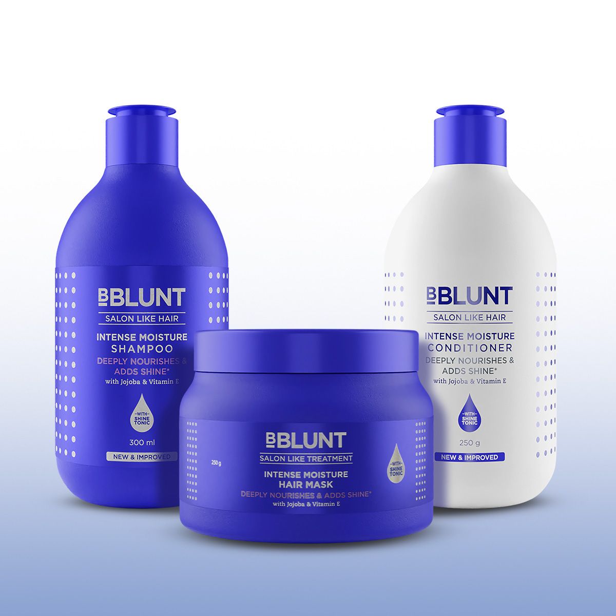 BBLUNT Dry Hair Care Combo (Intense Moisture Shampoo + Intense Moisture Conditioner + Intense Moisture Hair Mask)