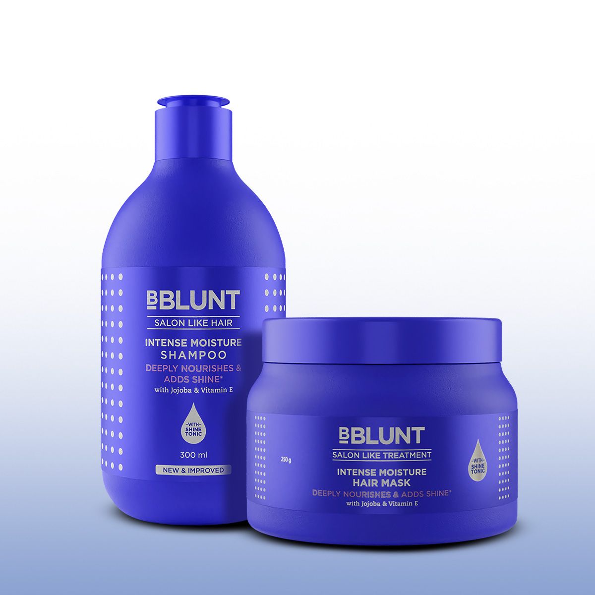 BBLUNT Hydrated & Happy Hair Combo (Intense Moisture Shampoo + Intense Moisture Hair Mask)