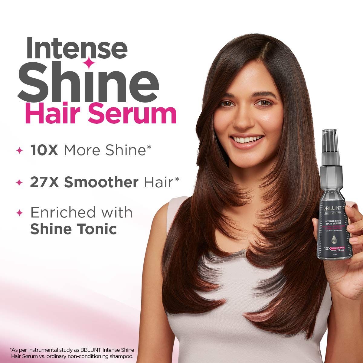 Intense Shine Hair Serum with Rice & Silk Protein for 10X Shinier Hair for upto 72 hours* - 70 ml