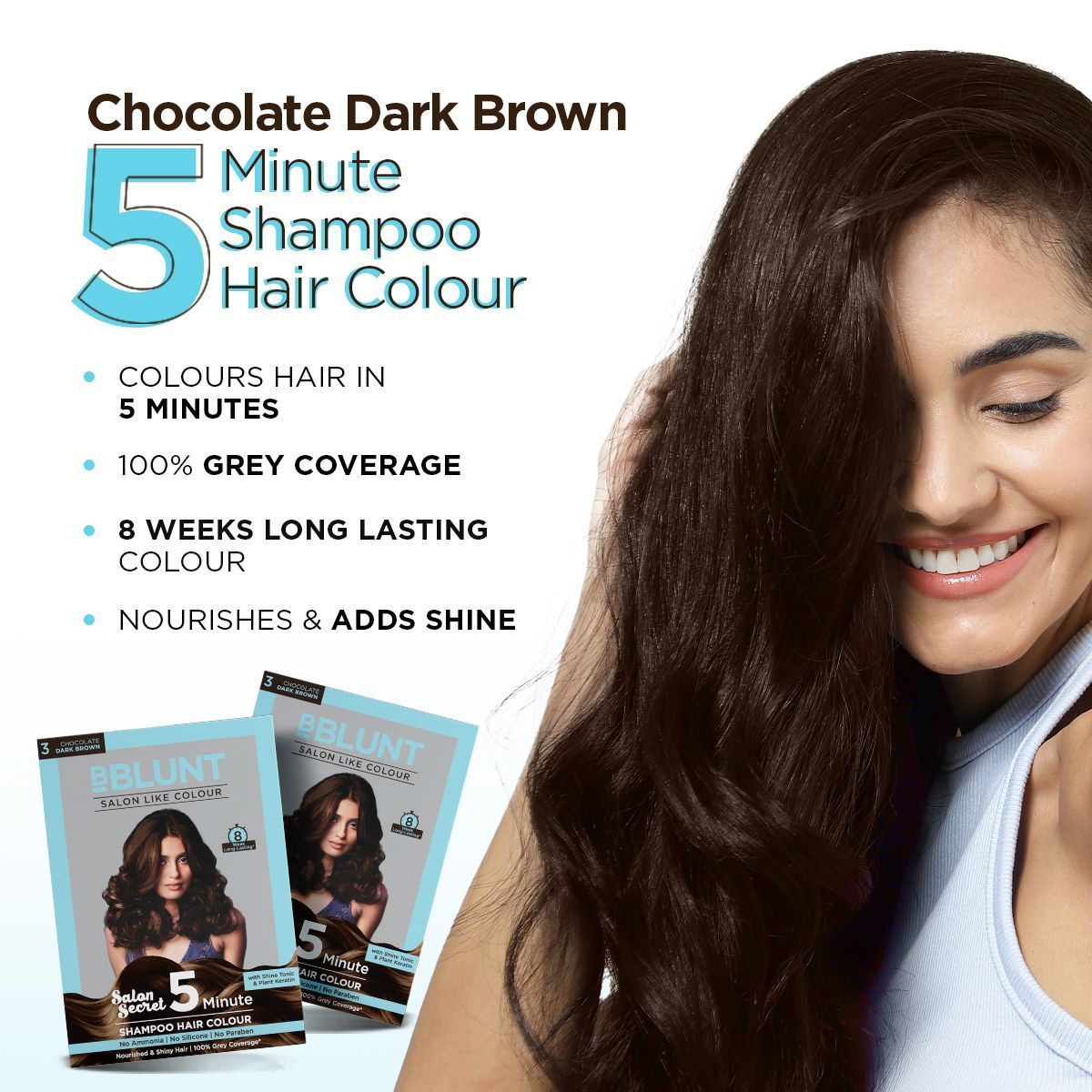 BBlunt Hair Colour Shampoo 20ml*5|Dark Chocolate| B1G1 Free
