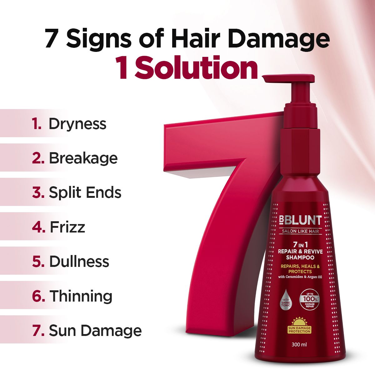 7 in 1 Repair & Revive Shampoo for Upto 100% Damage Repair - 300ml