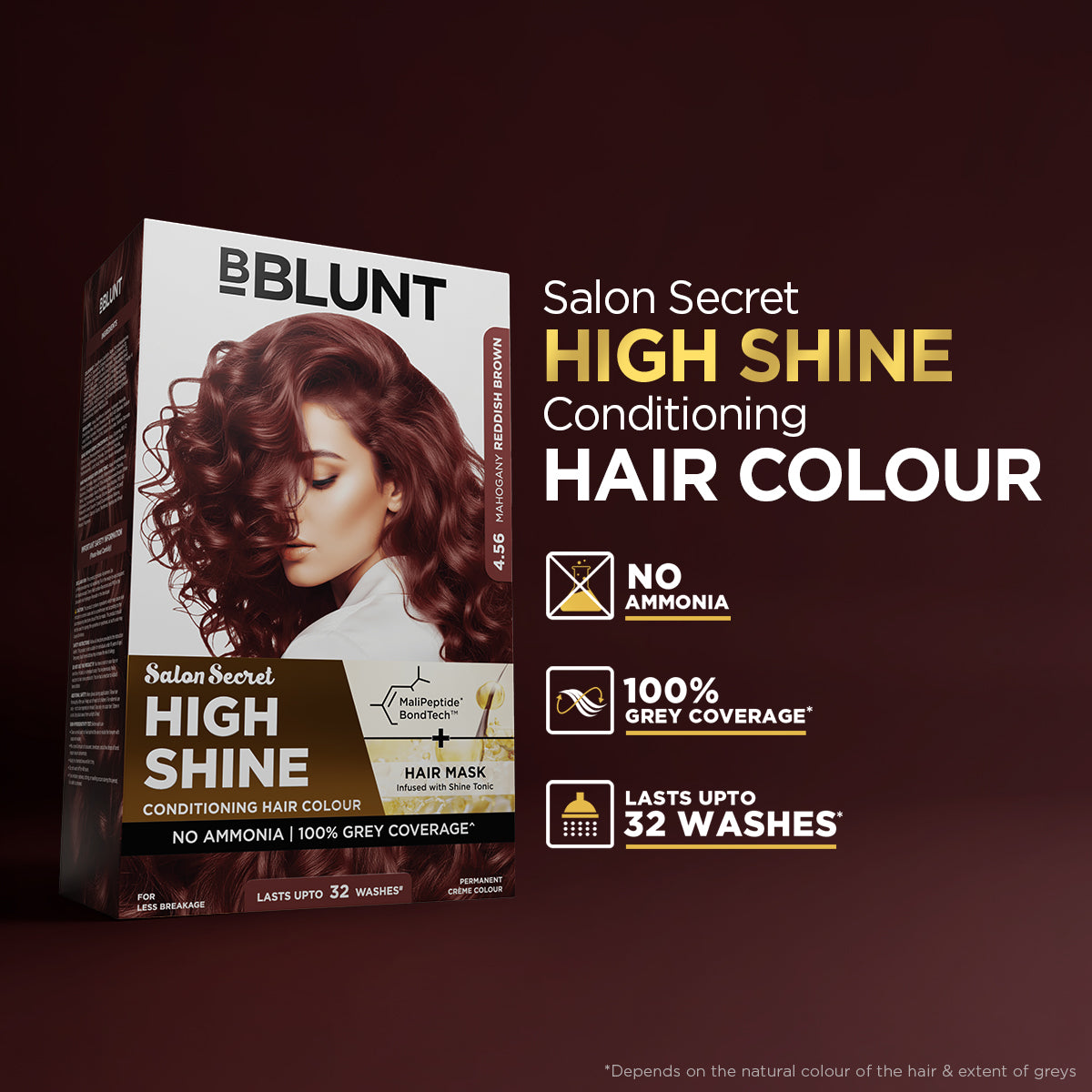 High Shine Conditioning Hair Colour - Mahogany Reddish Brown  (Shade 4.56)