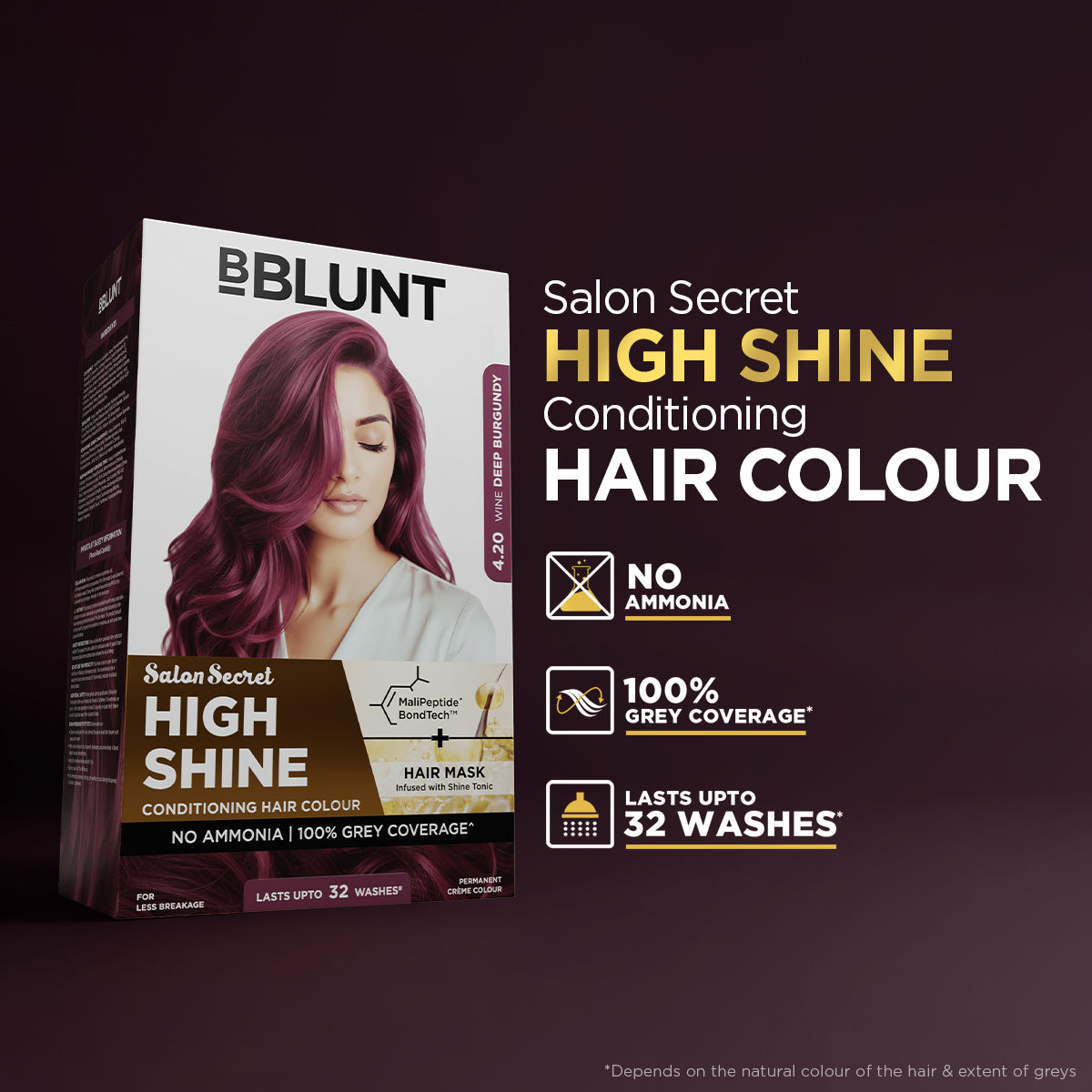 High Shine Conditioning Hair Colour - Wine Deep Burgundy (Shade 4.20)(Pack of 2)