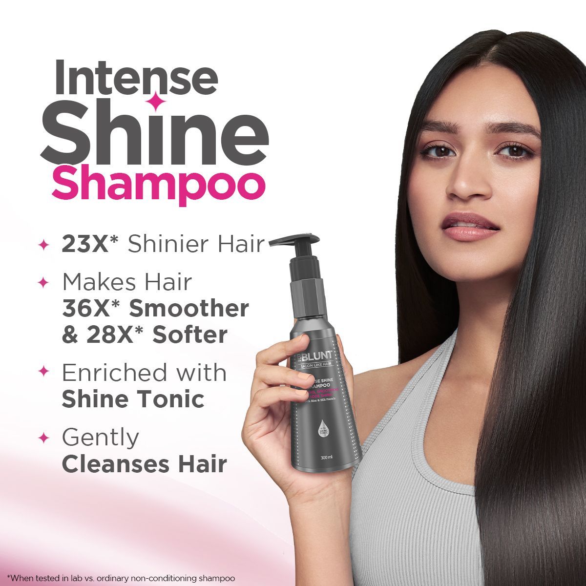 Intense Shine Shampoo with Rice & Silk Protein for 23X* Shinier Hair - 300 ml