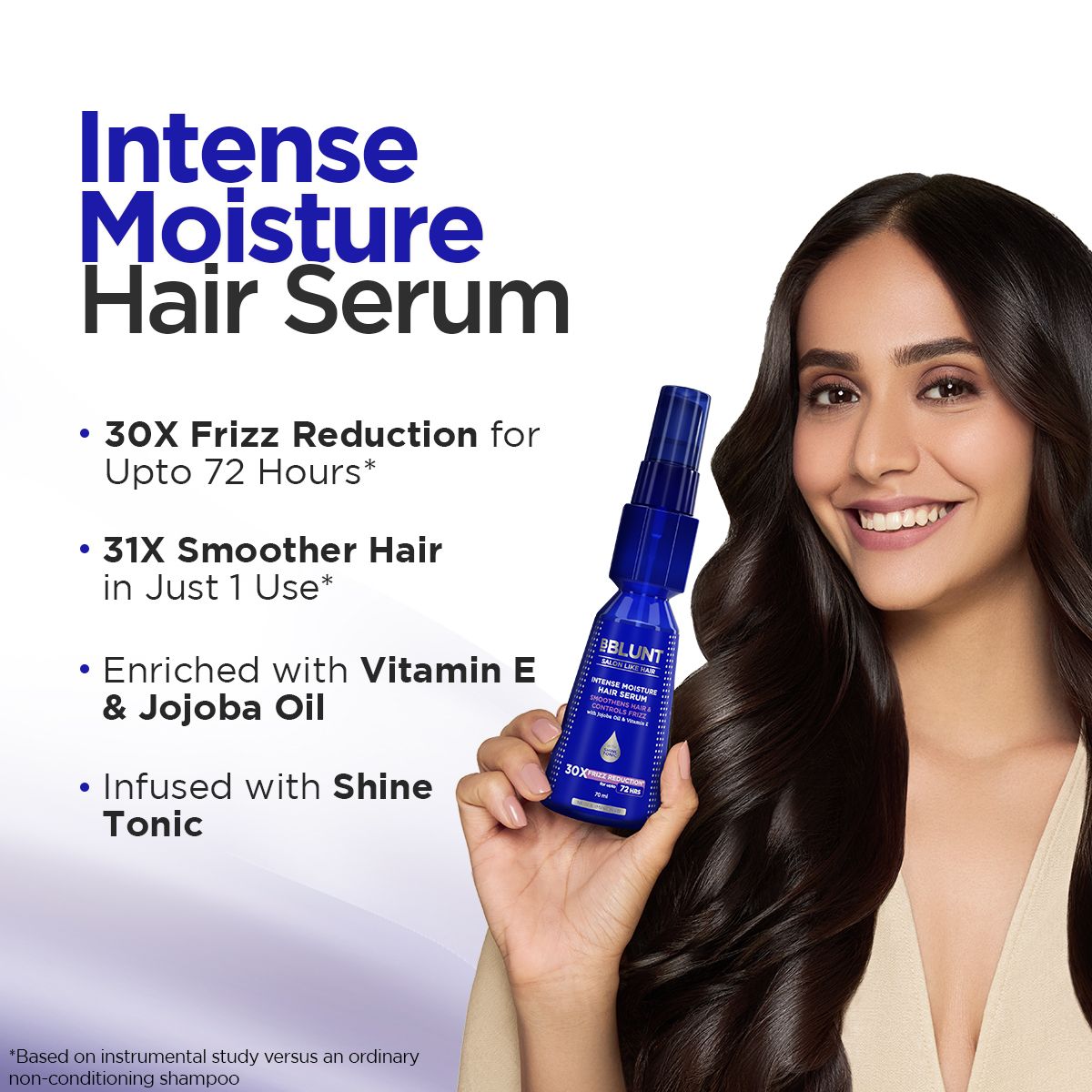 Intense Moisture Hair Serum with Vitamin E & Jojoba Oil for 30X Frizz Reduction for Upto 72 Hours* - 70 ml