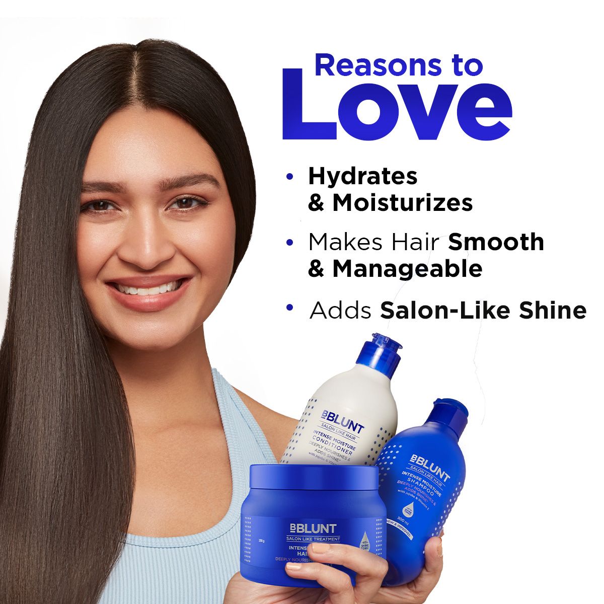 BBLUNT Dry Hair Care Combo (Intense Moisture Shampoo + Intense Moisture Conditioner + Intense Moisture Hair Mask)