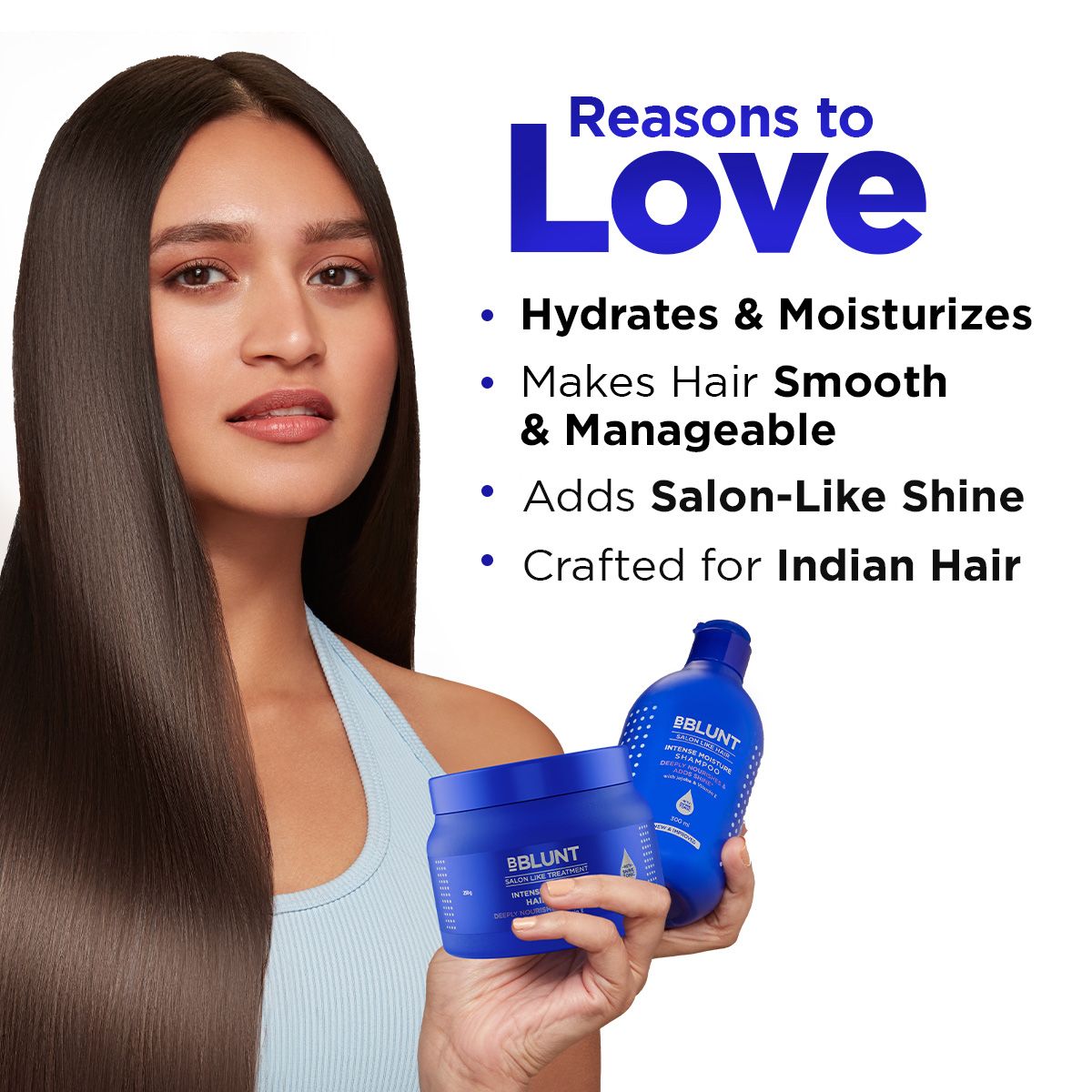 BBLUNT Hydrated & Happy Hair Combo (Intense Moisture Shampoo + Intense Moisture Hair Mask)