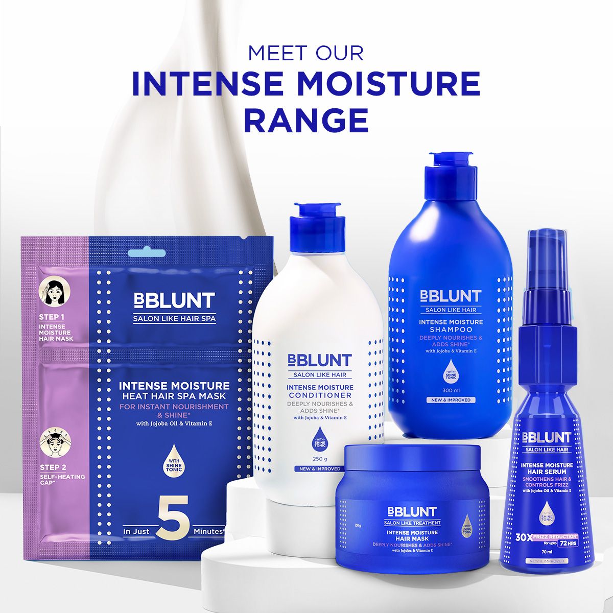 BBLUNT Dry Hair Care Combo (Intense Moisture Shampoo + Intense Moisture Conditioner + Intense Moisture Hair Mask)