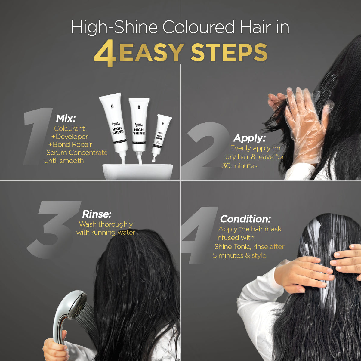 High Shine Conditioning Hair Colour - Natural Black (Shade 1)(Pack of 2)