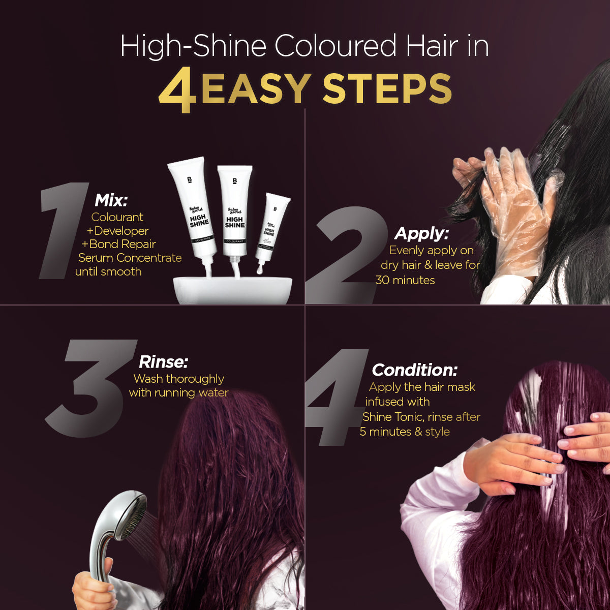 High Shine Conditioning Hair Colour - Wine Deep Burgundy (Shade 4.20)(Pack of 2)