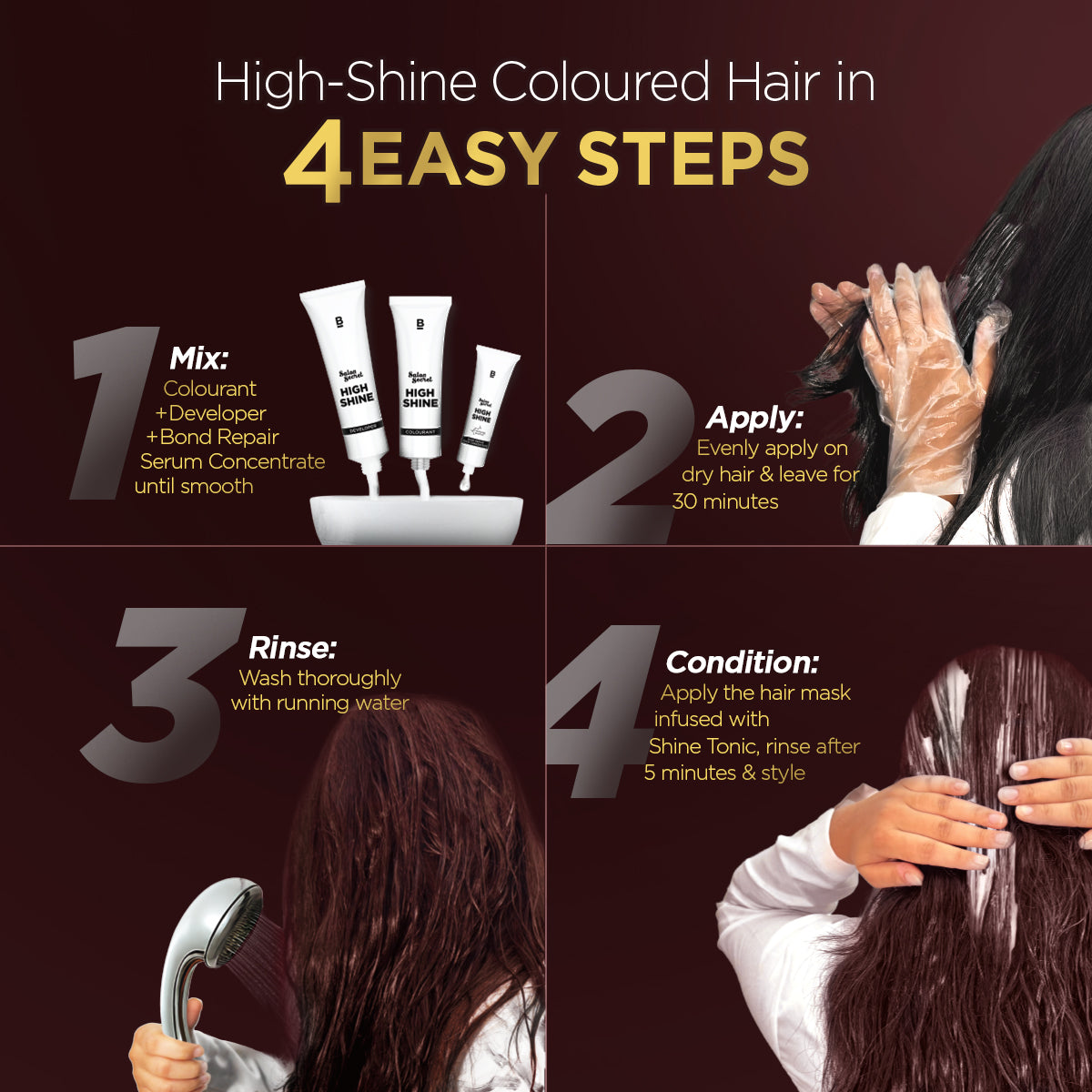 High Shine Conditioning Hair Colour - Mahogany Reddish Brown (Shade 4.56)(Pack of 2)