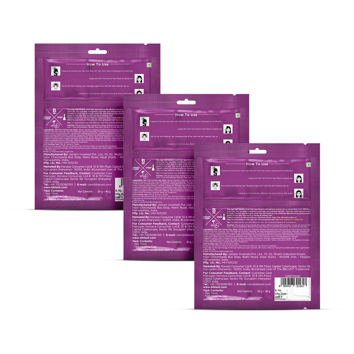 Hair Fall Control Heat Hair Spa Mask with Pea Protein & Caffeine for Salon-Like Hair Spa at Home - 70 g (Pack of 3)