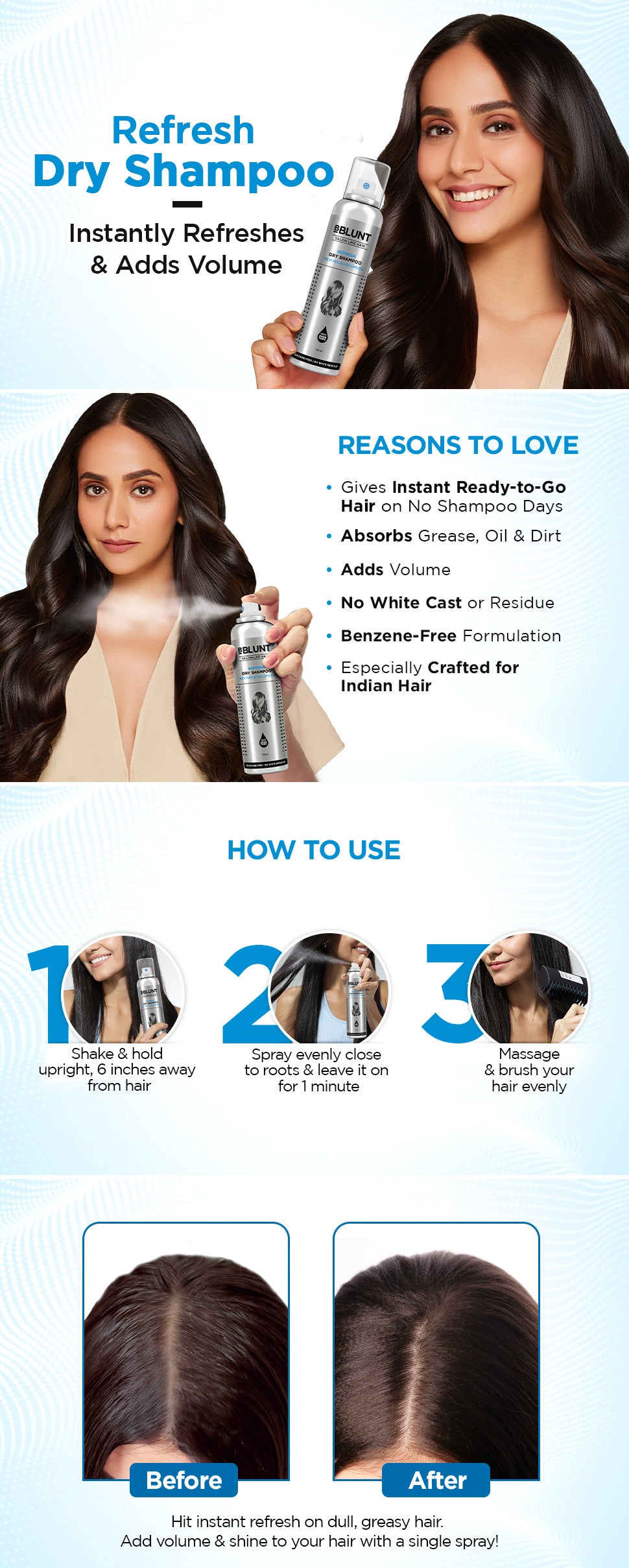 Refresh Dry Shampoo to Instantly Refresh & Add Volume - 150 ml – BBlunt