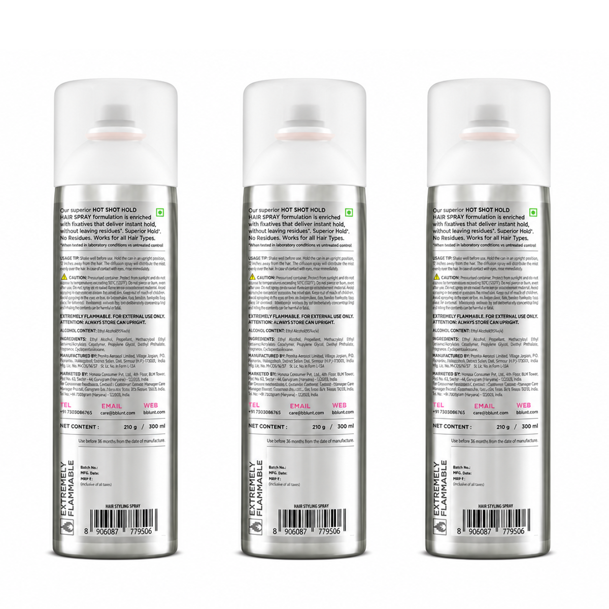 Hot Shot Hold Spray for Instant & Firm Hold - 300 ml(Pack of 3)