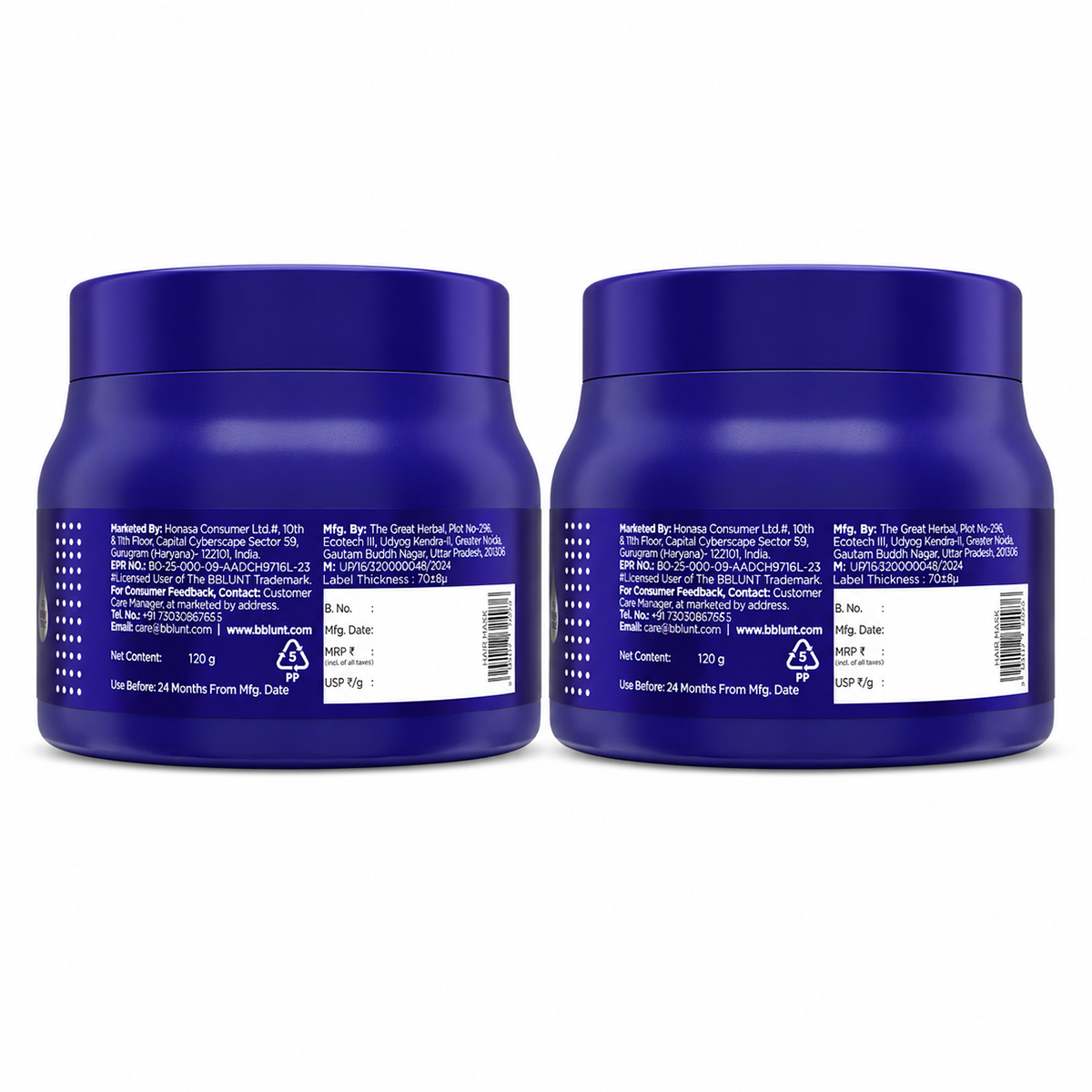 Intense Moisture Hair Mask with Jojoba Oil & Vitamin E for Nourished & Shiny Hair- 120 g(Pack of 2)