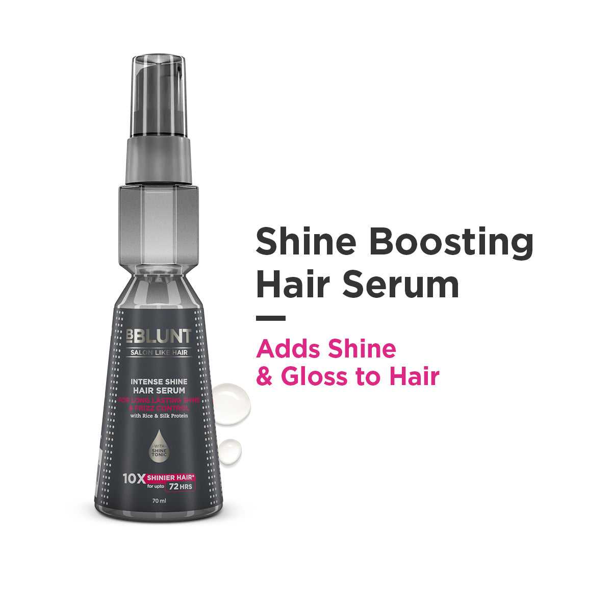Intense Shine Hair Serum with Rice & Silk Protein for 10X Shinier Hair for upto 72 hours* - 70 ml