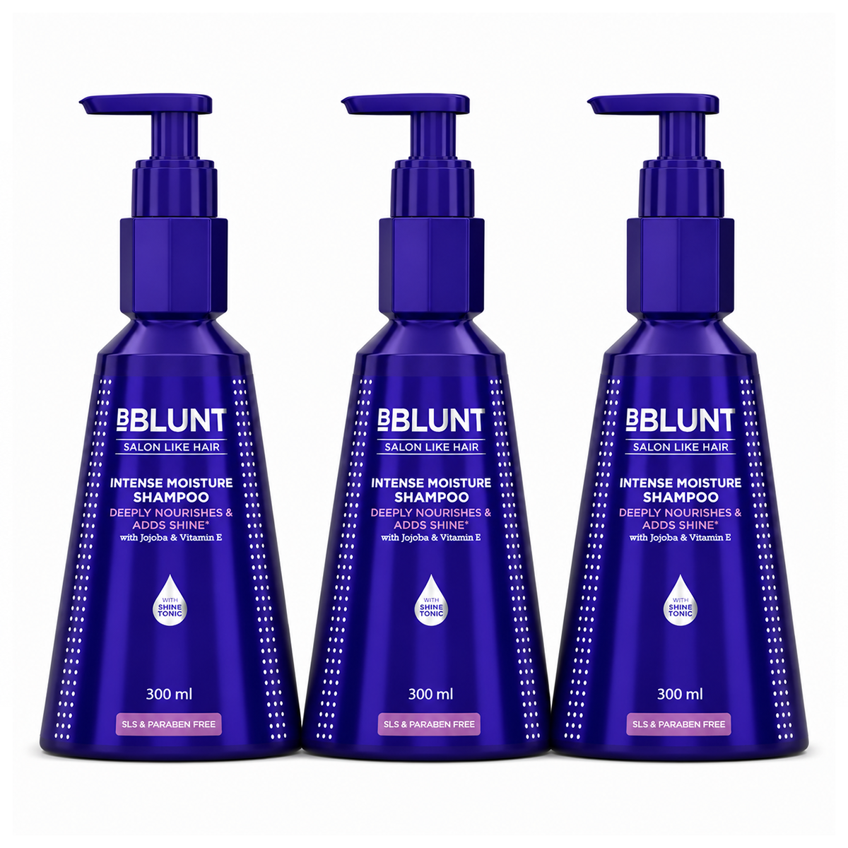 Intense Moisture Shampoo with Jojoba and Vitamin E for Dry & Frizzy Hair - 300 ml(Pack of 3)