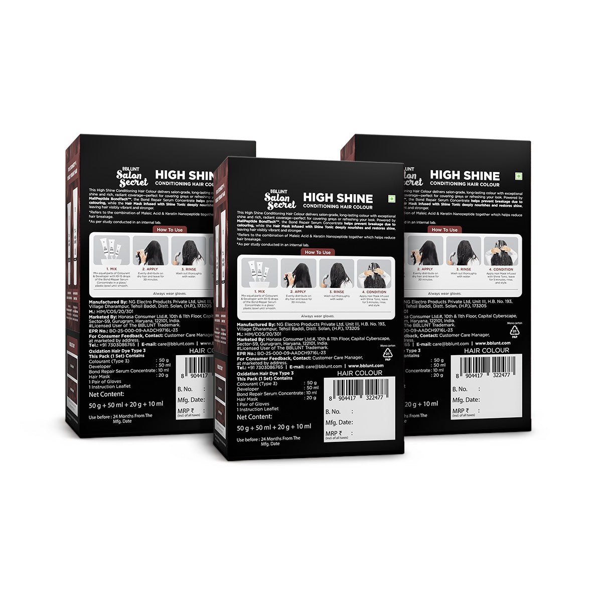 High Shine Conditioning Hair Colour - Mahogany Reddish Brown (Shade 4.56)(Pack of 3)