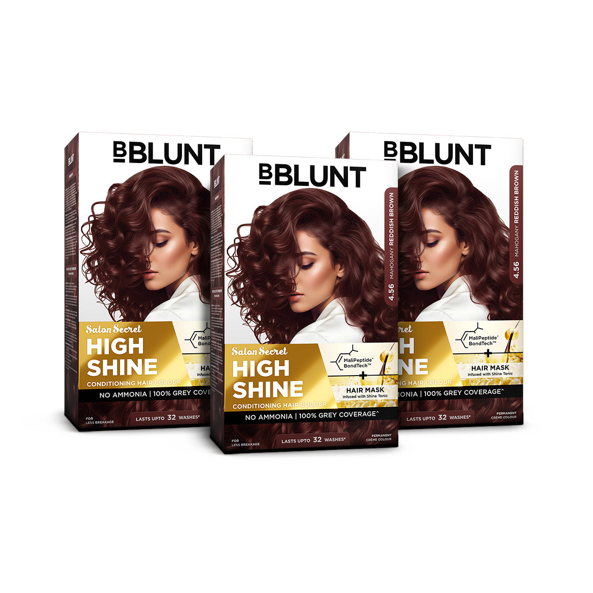 High Shine Conditioning Hair Colour - Mahogany Reddish Brown (Shade 4.56)(Pack of 3)