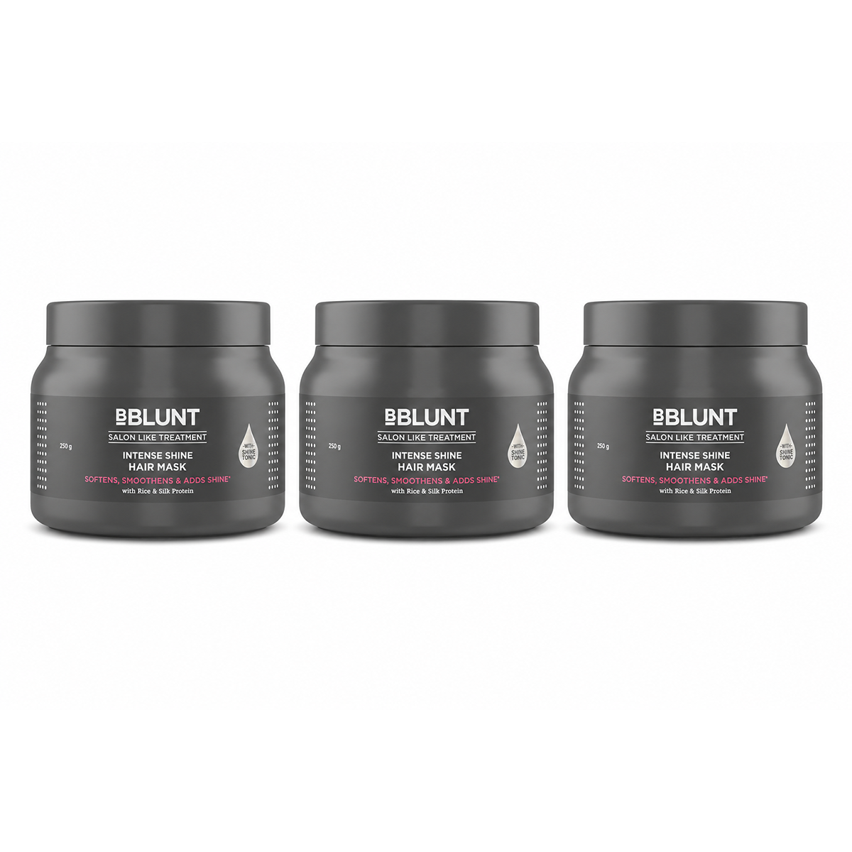 Intense Shine Hair Mask with Rice & Silk Protein for Softer, Smoother & Shinier Hair - 250g(Pack of 3)