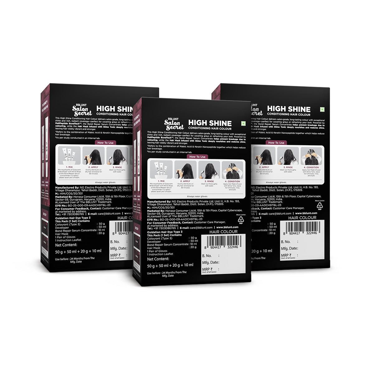 High Shine Conditioning Hair Colour - Wine Deep Burgundy (Shade 4.20)(Pack of 3)