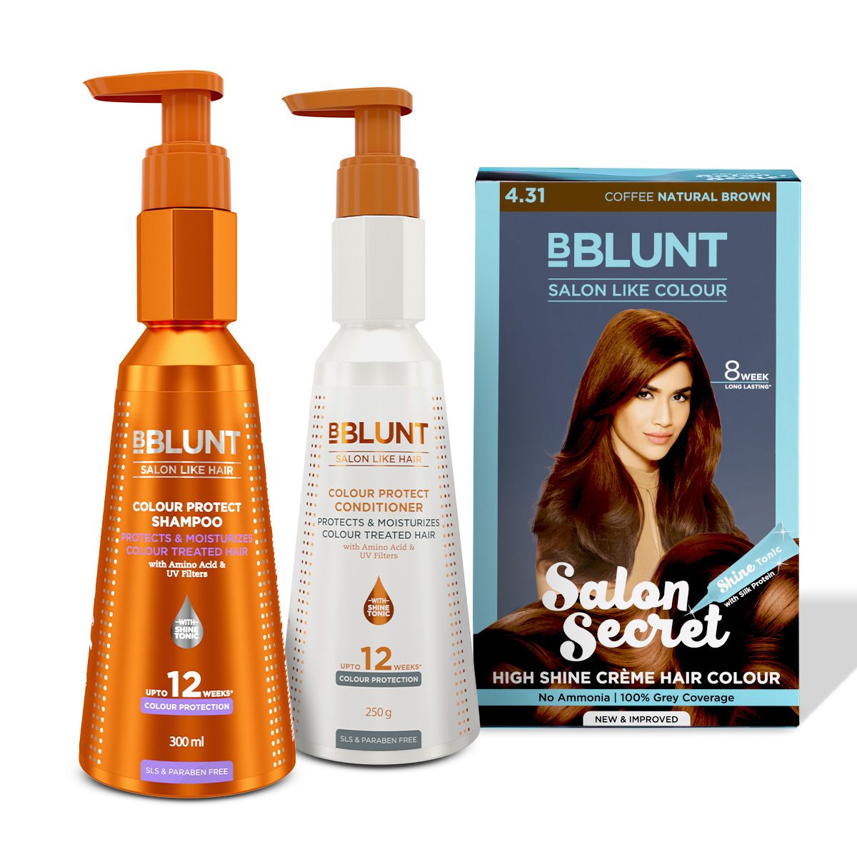 Coffee Hair Colour & Care Kit (Colour Protect Shampoo, Colour Protect Conditioner & Coffee Natural Brown Hair Colour)