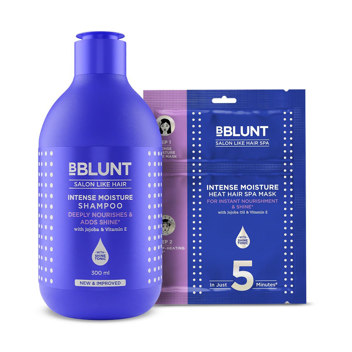 BBLUNT Frizz-Free Hair Combo (Intense Moisture Shampoo + Intense Moisture Heat Hair Spa Mask)