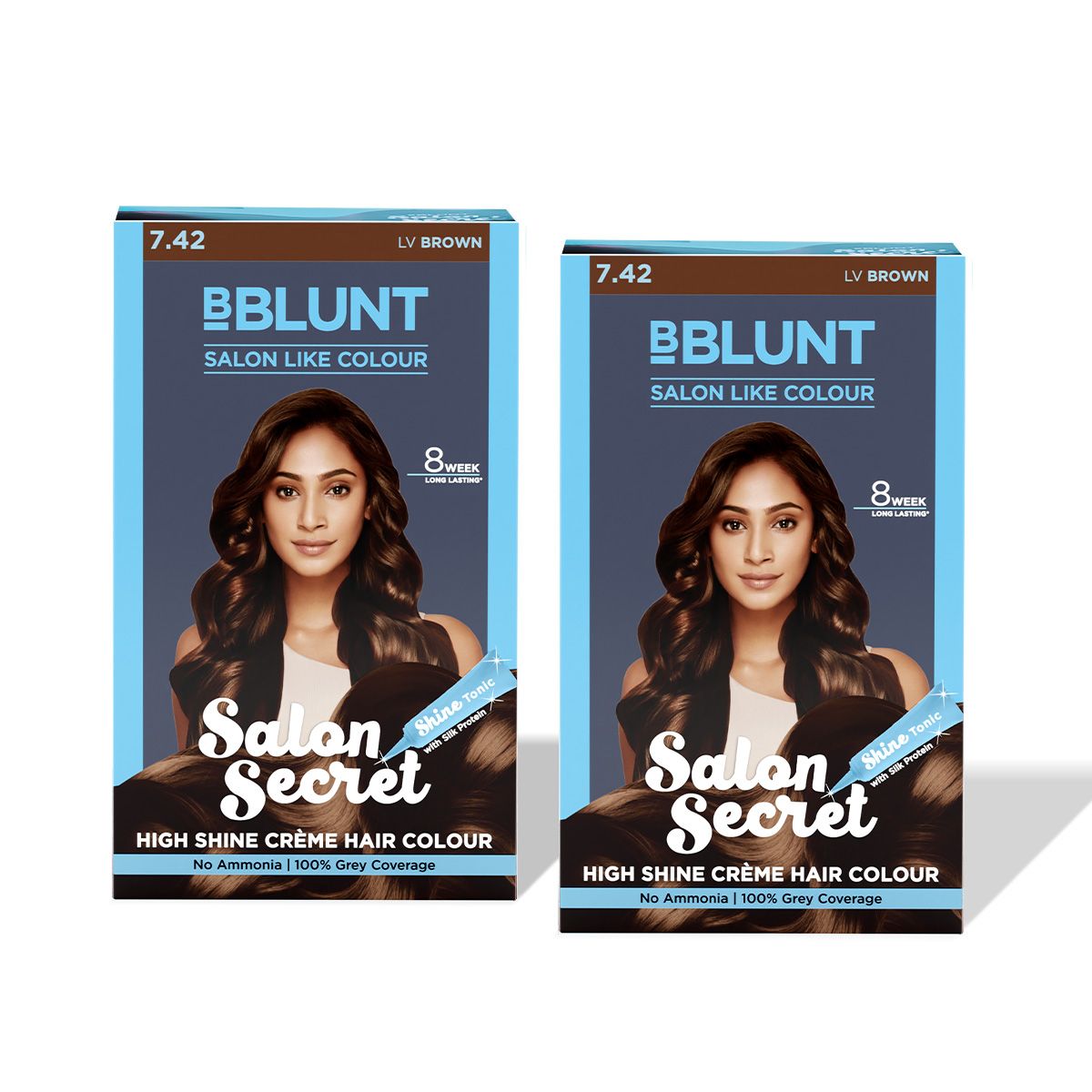 BBLUNT Salon Secret High Shine Crème Hair Colour - LV Brown - Pack of 2